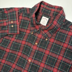 Brooks Brothers Mens 346 Long Sleeve Button Down Shirt Size XL Red Tartan Plaid